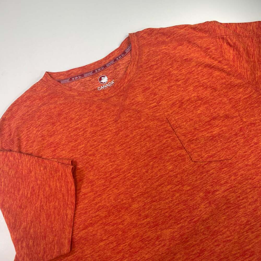 Canada Weathergear Men's Orange Heathered Short Sleeve Pocket T-Shirt Sz L